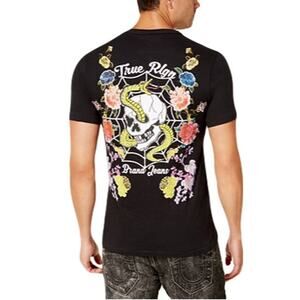 NWOT TRUE RELIGION T-Shirt Men 4XL Black Graphic Floral Snake Skull Short-Sleeve